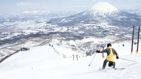 a telemark skier who slides on the Grand Hirafu